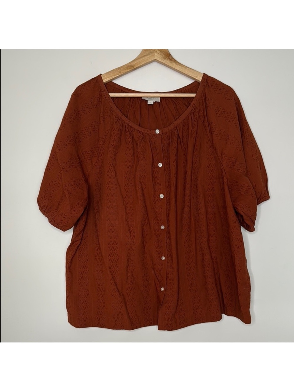 LOFT Rust Colored Short Sleeve Relaxed Blouse